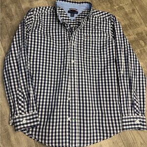 Tommy Hilfiger Men's Navy and White Plaid Shirt